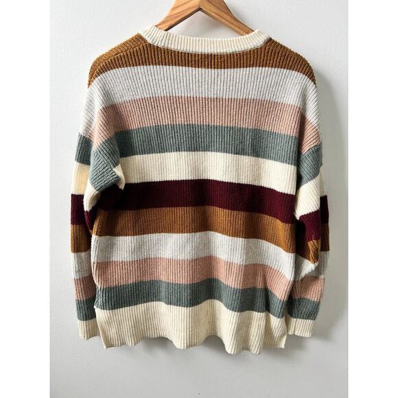 Madewell Thompson Rainbow stripe pocket sweater size large - Picture 2 of 5